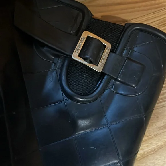 Sperry Black Quilted Rain Boots with Buckle size 8 - Picture 6 of 7